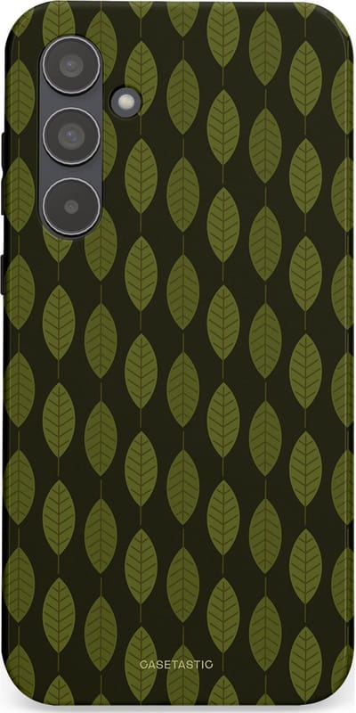 Casetastic hoesje geschikt voor Samsung Galaxy A55 - Dubbellaagse bescherming - Donkergroene Bladerendek - Fashion Case - Zwart Donkergroen