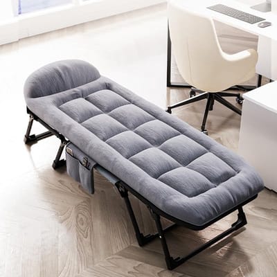 Veldbed Inklapbaar - Campingbed Logeerbed - Ontspannen Buiten - Robuust Staalframe - 180x60cm - Grijs
