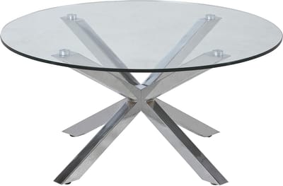 Ronde salontafel - Bijzettafel glazen tafel - Woonkamer meubel - Gehard glas metalen frame - 82 x 40 cm