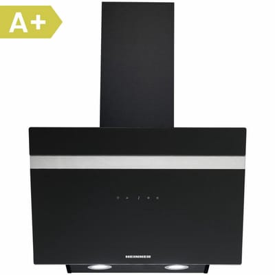 Heinner HDCH-6060RGBK Schuine Afzuigkap 60 cm – 546,2 m³/u – Touchbediening – 3 Snelheden – 2×1,5W LED-verlichting – Energieklasse A+ – 5 Jaar Garantie – Zwart Glas