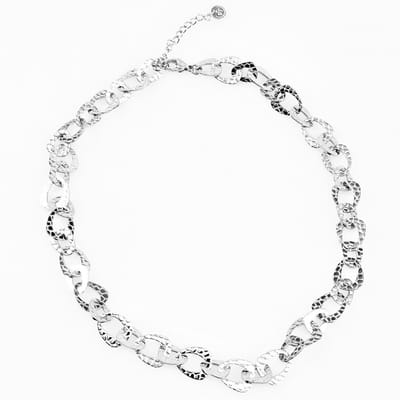 Dottilove Stalen Dames Ketting Asymmetrische Platte Schakels Slangenpatroon + Cadeauzakje