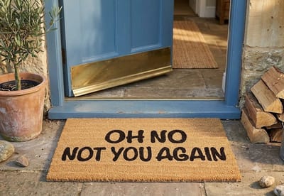 Deurmat kokos met tekst OH NO NOT YOU AGAIN - 40x60 cm - Antisliplaag - Binnen & Buiten - Bruin
