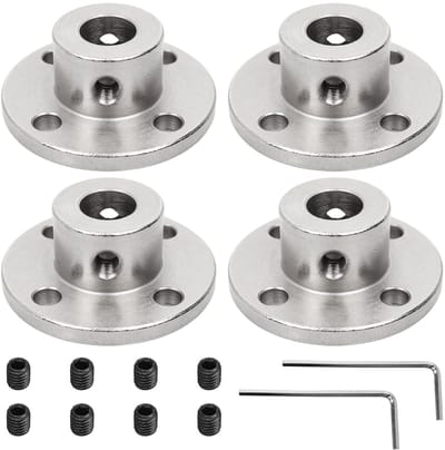 Dailygoods- Flensverbindingen Set van 4 - 8 mm Binnendiameter - Askoppelingen - Motorasaansluiting - Bevestigingsschroeven - Inclusief M4 Inbussleutel - Askoppeling
