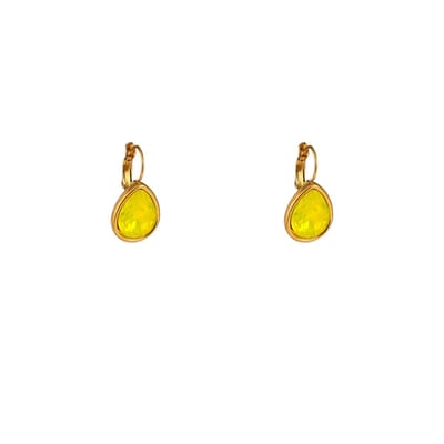 Go Dutch Label Oorhangers French Hook - Big Drop Stone Lemon