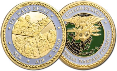 Grote Amerikaanse Commando Zakgeld Munt Replica Collectie Zee Lucht Land Soldaten