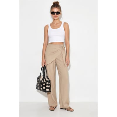 Hoge taille wijde broek van crêpe