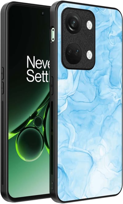 Smartphonica Telefoonhoesje Geschikt voor OnePlus Nord 3 met marmer opdruk - TPU backcover case marble design - Lichtblauw geschikt voor OnePlus Nord 3