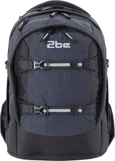 2be Ergonomisch Schoolrugzak met 15 inch laptopvak - Zwart/grijs - Zwart-grijs