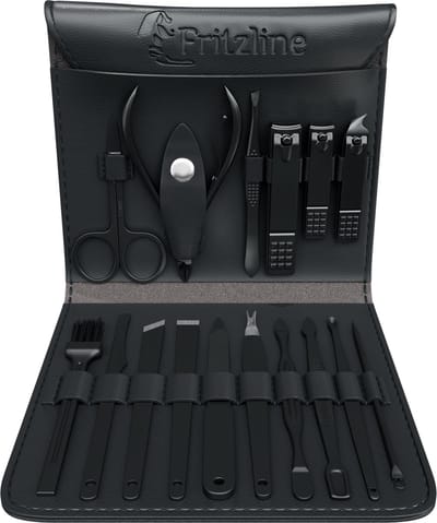 Fritzline Manicure Set 16-Delig - Nagelknipper - Leren Etui