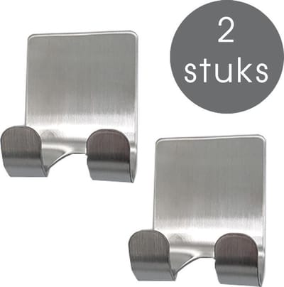 Jumada's zelfklevende handdoekhaakjes - RVS - Zilver - Ophangen - Badkamer - Kamer - 2 stuks