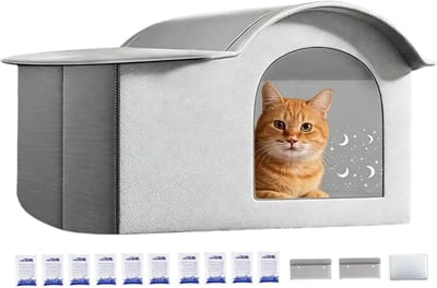 Verkoelend Kattenhuis - Kat Koeltent - Zomerse Koelte - Dubbel Koelsysteem - 47 x 35 x 40 cm - Grijs