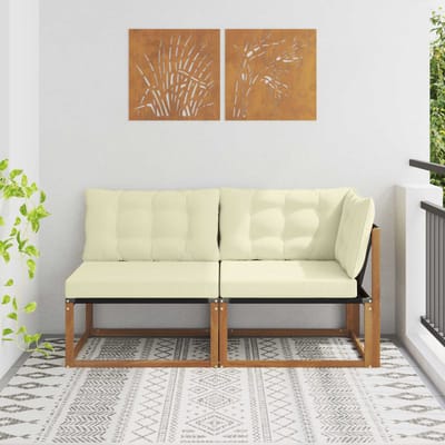 vidaXL - 2 - st - Midden - en - Hoek - Sofa - Massief - Acacia - Hout - Naturel