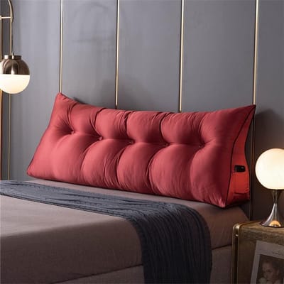 Wigkussen Hoofdbord - Leeskussen Bed - Comfortabel Lezen - Ergonomische Driehoeksvorm - Groot - Rood