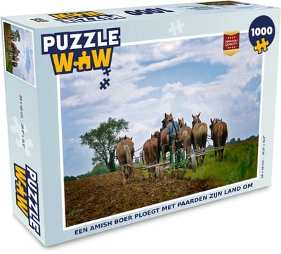 Puzzel Een Amish boer ploegt met paarden zijn land om - Legpuzzel - Puzzel 1000 stukjes volwassenen