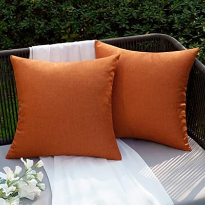 Waterdichte kussensloop voor buiten 40x40 cm - 2 stuks - oranje - zacht polyester met hydrofugaal oppervlak