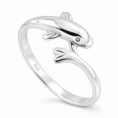 925 Sterling Zilveren Dolfijn Ring – Verstelbare Meisjesring / Tienerring – Open Ring met Dolfijn Design
