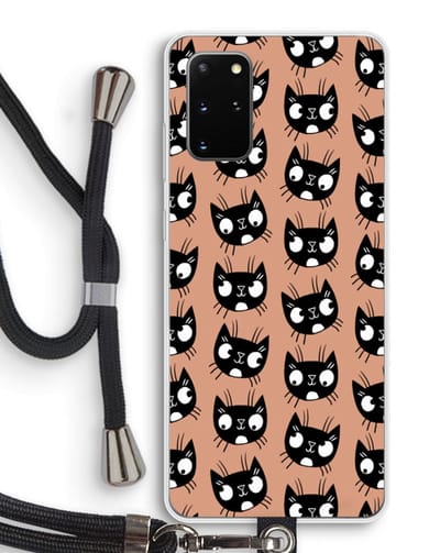 Case Company® - Hoesje met koord geschikt voor Samsung Galaxy S20 Plus hoesje met Koord - Kat - Telefoonhoesje met Zwart Koord - Bescherming aan alle Kanten en Over de Schermrand
