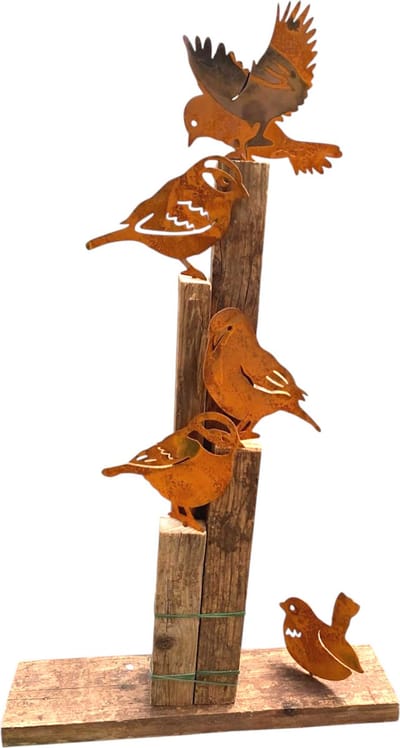 Dutchers® Metalen Tuinvogels - Set van 5 - Tuindecoratie - Tuinstekers - Tuinornamenten - Tuinbeelden - Buiten Decoratie - Roestkleur - Cortenstaal - Tuinaccessoires - Tuinprikkers - Vogeldecoratie - 5 Stuks