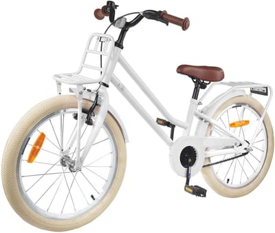 Kinderfiets - Jongensfiets Meisjesfiets - Fietstraining Buiten spelen - Schokdempende Rubberdelen - 20 inch - Wit