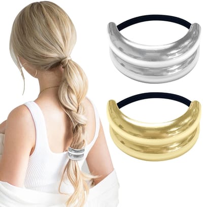 Dailygoods- Haarelastiekjes 2 stuks - Paardenstaart/Haarmanchet - Hoogwaardig Metaal - Elegant Design - Comfortabele Grip - Veelzijdig Gebruik - Haaraccessoires