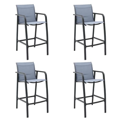 vidaXL - Tuinbarstoelen - 4 - st - textileen - grijs