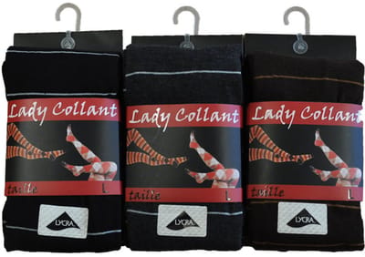 Dames collant 80% katoen- fantasie Rayures- 5 stuks- maat Large - Assortiment kleuren