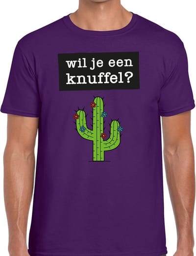 Wil je een knuffel tekst t-shirt paars voor heren - heren feest t-shirts S
