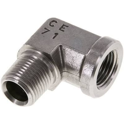 3/4'' NPT x 3/4'' NPT M/F RVS L-Fitting 90graden 170 Bar - Hydrauliek - FL2E-MF-S-034N