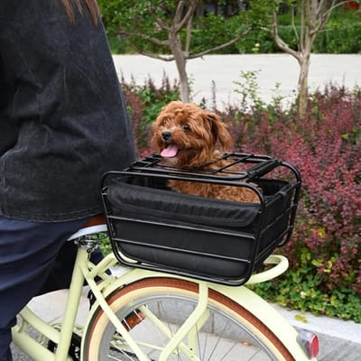 Fietsmand Achterop - Hondenmand Fiets - Veilig Vervoer - Robuuste Constructie - 30x23x21.5 cm - Zwart