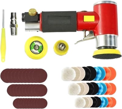 Luchtschuurmachine Mini - Pneumatische Polijstmachine - Auto Polijsten - Hoge Snelheid - 2/3 Inch - Grijs