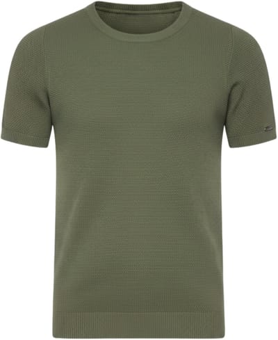 OMBRE T-shirt - Regular Fit - Katoen - Korte Mouw Olijfgroen S
