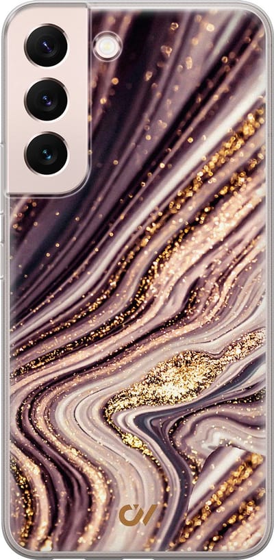 Hoesje geschikt voor Samsung Galaxy S22 hoesje - Golden Pink Marble - - Paars - - Casevibes