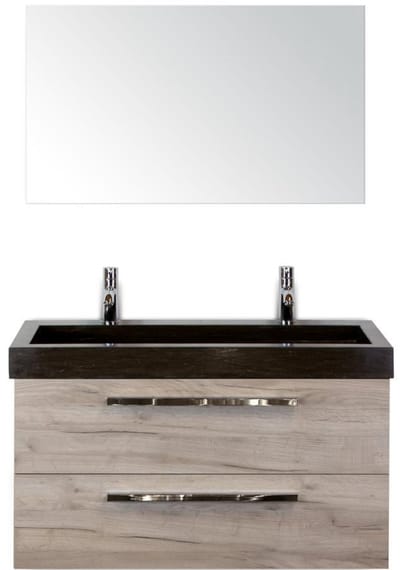 Seville Badmeubelset 100 cm - Craft Oak - Wastafel Lucca 2 Kraangaten met Spiegel