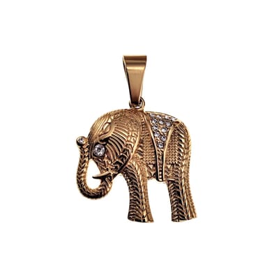 32cm x 28mm Olifant Hanger Unisex - Gepolist Goudkleurig RVS - Geluk Olifanthanger Dames - Heren
