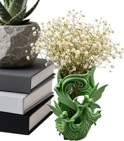 Bloemenvaas Decoratief - Rustiek Modern - Droogbloemen Schikking - 3D Geprint Ontwerp - 13 x 13 x 17 cm