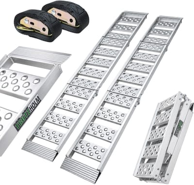 TRUTZHOLM 2 x oprijplaat 2-voudig opvouwbaar 198 cm Draagvermogen 680 kg Aluminium grijs gegroefd/geperforeerd Laadklep