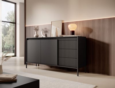 Meubella - Dressoir Saran - Mat zwart - 153 cm