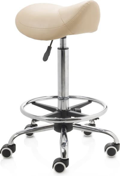 ZenGrowth ergonomische zadelkruk met hoge gasveer beige - Kapperskruk op zachte wielen – Met voetring – Zadelstoel - In hoogte verstelbaar