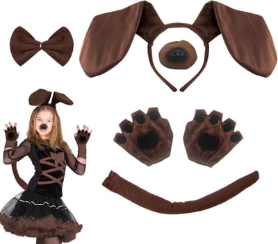 Complete Set van 5 Delen voor Teckel Kostuum, Inclusief Oren, Hoofdband en Staart voor Halloween en Cosplay Feesten