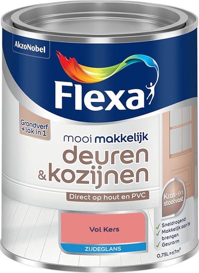Flexa - Mooi Makkelijk Deuren & Kozijnen Zijdeglans - Vol Kers - Mengverf - 750 Ml
