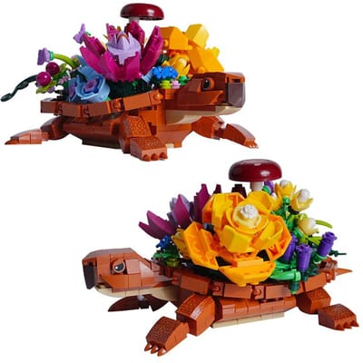 Schildpad Plantenbak Bloempotten Bouwsteen 509 Stuks Modelbouwkit Dierlijke Plantenbak Bloempotten Blokken Verjaardagsspeelgoed voor Kinderen black