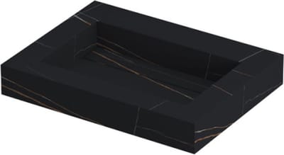INK Pitch wastafel in keramische slab met drain en front en side skirts zonder kraangat 60x45x9cm, lauren black mat