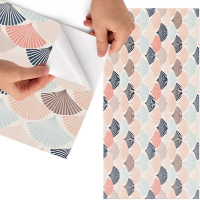 Tulup Meubelfolie - Pastelfans Meubel Wrap Folie - 75x150 cm - Roze Meubelfolie - Decoratiefolie - Retro Meubelfolie - Meubel Wrap Folie - Woonkamer decoratie - Achtergronden en patronen