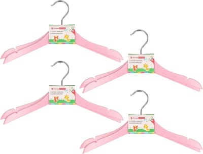Stevige kledinghangers voor kinderen 16x stuks hout - Lichtroze klerenhangers