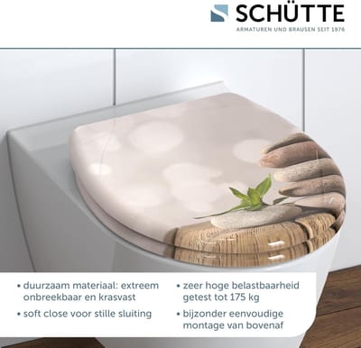 Wc-bril STONE PYRAMID met softclose, toiletdeksel met motief en snelsluiting voor het reinigen, Duroplast wc-deksel (max. belasting van de wc-bril 150 kg)