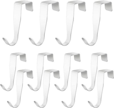 12 stuks Roestvrijstalen Deurhaken voor Kleding - Wit