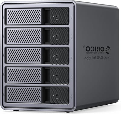 Aluminium RAID Behuizing voor 5 Hard Drives, USB 3.0 Docking Station voor 3.5 Inch HDD tot 22TB, Ondersteunt RAID 0/1/5/10 en Snelle Gegevensoverdracht
