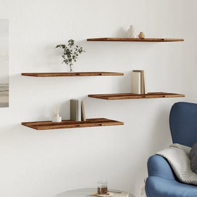 vidaXL - Wandschappen - 4 - st - 60x30x1,5 - cm - bewerkt - hout - oud - houtkleurig