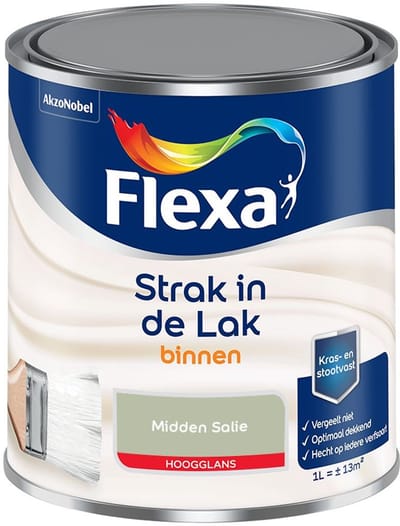 Flexa - Strak In De Lak Binnenlak Hoogglans - Midden Salie - Mengverf - 1 L