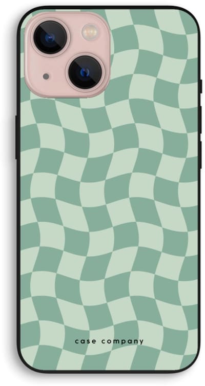 Case Company® - Hoesje geschikt voor iPhone 13 mini hoesje - Grid Groen - Biologisch Afbreekbaar Telefoonhoesje - Bescherming alle Kanten en Schermrand